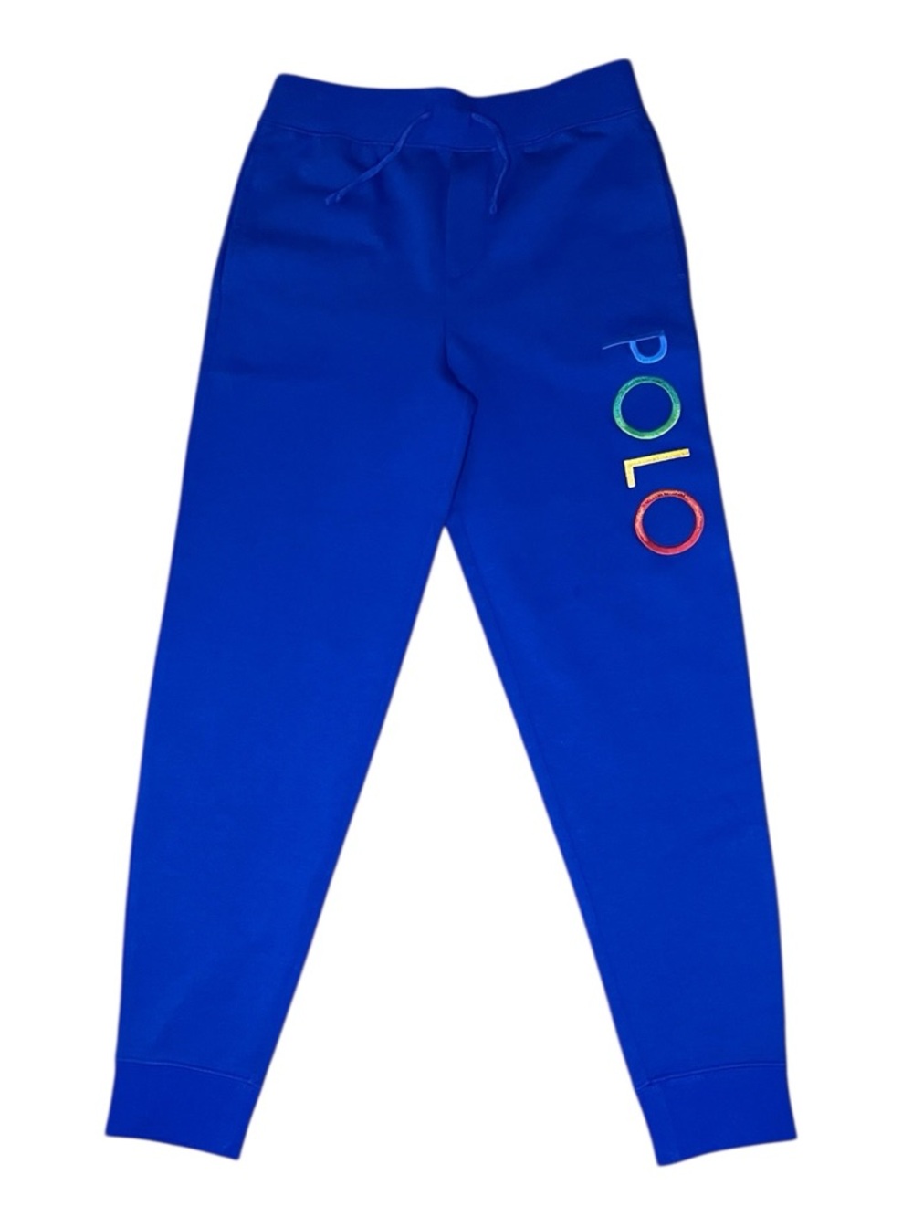 Polo Ralph Lauren Kids Blue Double Knit Joggers with Ombré Logo-Medium (10-12)